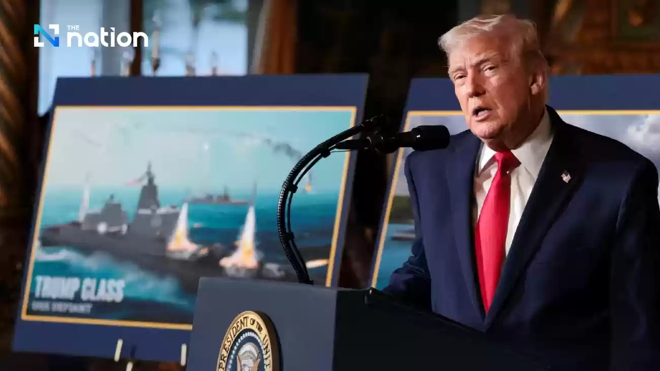 トランプ大統領、「黄金艦隊」計画を発表、新型巨大戦艦USSディファイアントを宣伝